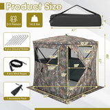 2-3 Person Hunting Blind Portable Pop Up Ground Tent With Carry Bag And Storage Pocket